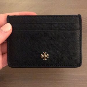 Tory Burch Saffiano Leather Card Holder in Black